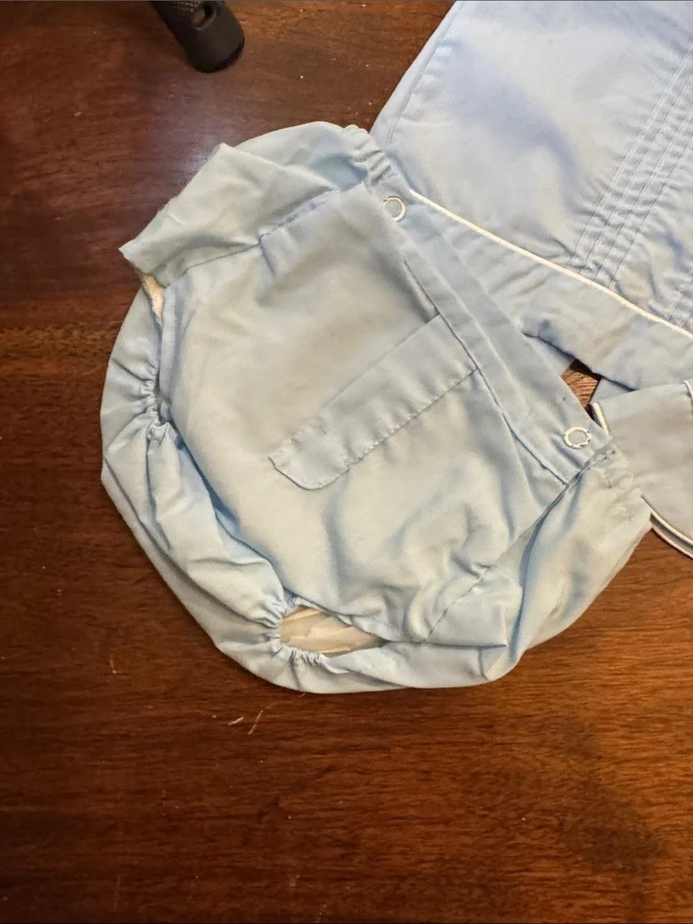 Vintage 3 piece Baby Boys Light Blue Three-Piece Outfit with Hat
